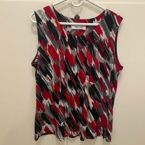 Jones Studio red, black and gray shell top
